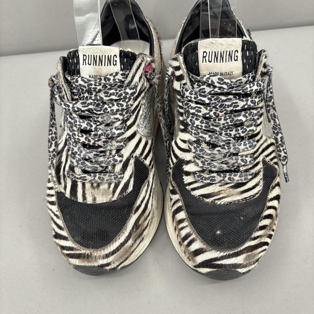 Golden Goose Running Sole Shoes Womens Size 6 Zebra Leopard Pony Hair Sneakers - Picture 6 of 16